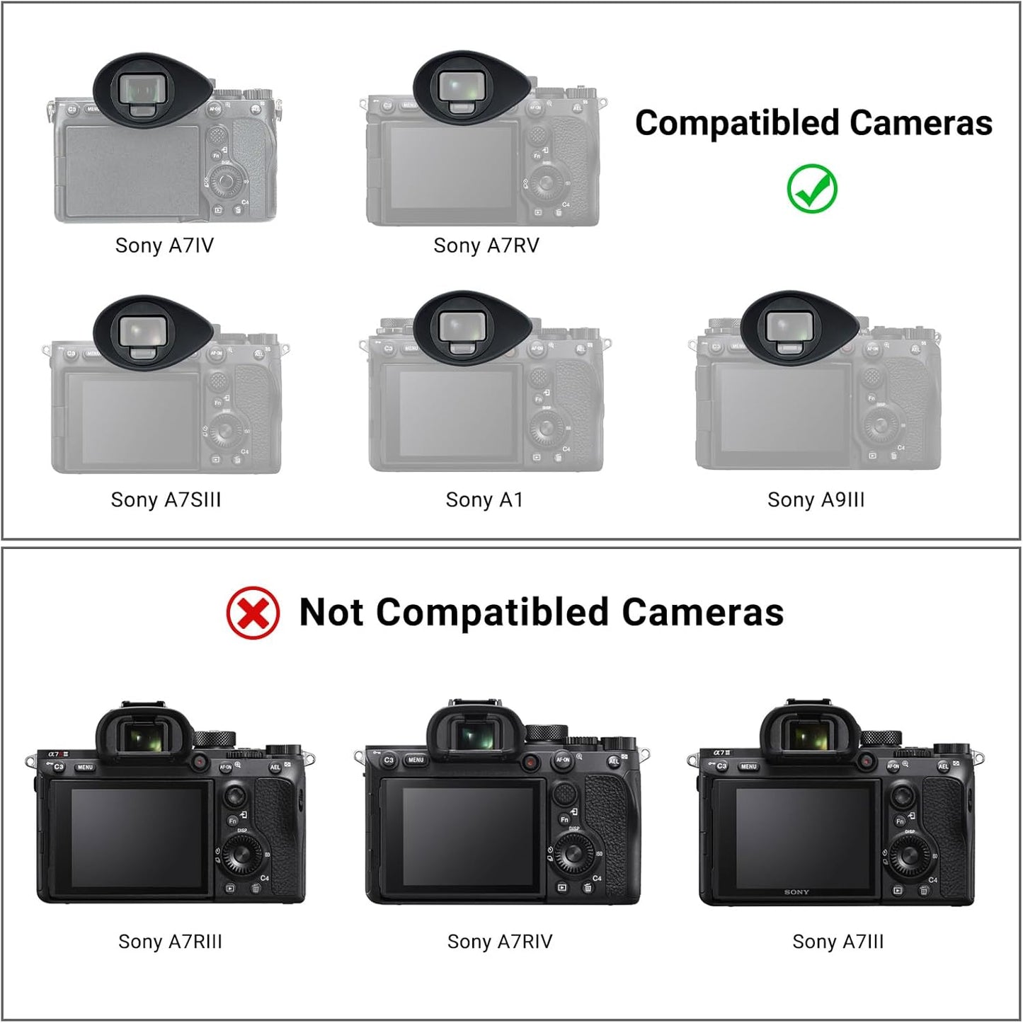2 Pack FDA-EP21L A7IV A7RV Soft Silicone Camera Eyepiece Eyecup + Eyecup Eyepiece, Camera Viewfinder Eyeshade