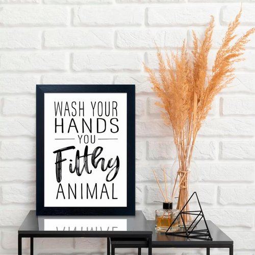Bathroom Quotes Wall Decor | Black and White Canvas Art - Framed Toilet Decor for Kids' Washroom