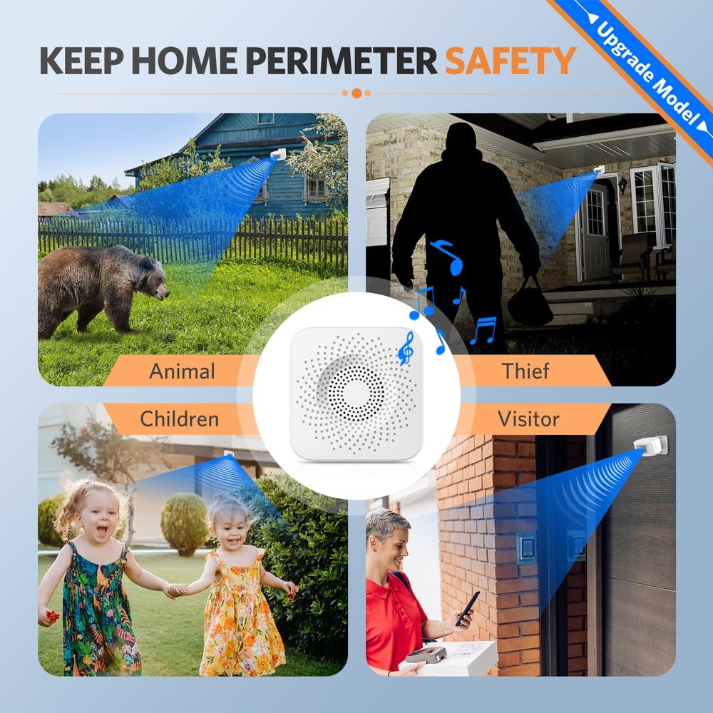 FREETIM 500FT Driveway Alarms Wireless Outside Weatherproof - Motion Sensor Alarms System Motion Detector Plug