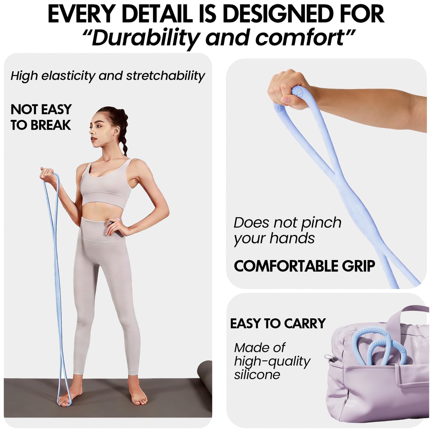 Figure 8 Resistance Band, Figure 8 Resistance Bands for Women Men, 25 lbs Resistance Band Figure for Working Out, Non-Slip Handles, Home Gym, Yoga & Physical Therapy