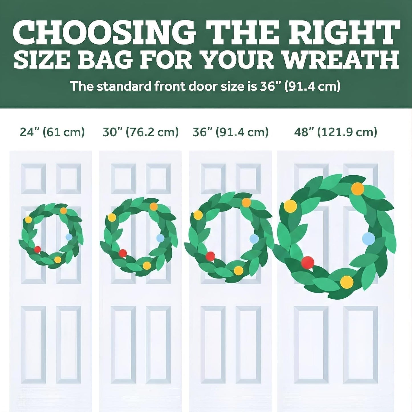 ZOBER Oxford Christmas Wreath Storage Container - 48 Inch Waterproof Wreath Bag with Dual Zippers & Durable Handles - Red
