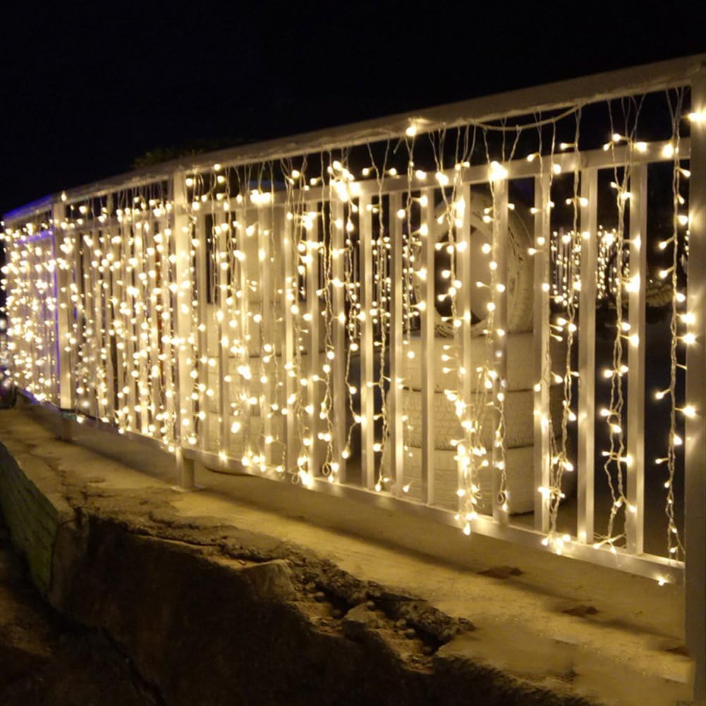 Twinkle Star 600 LED Curtain String Lights - Warm White for Weddings, Parties, Home & Garden Decor
