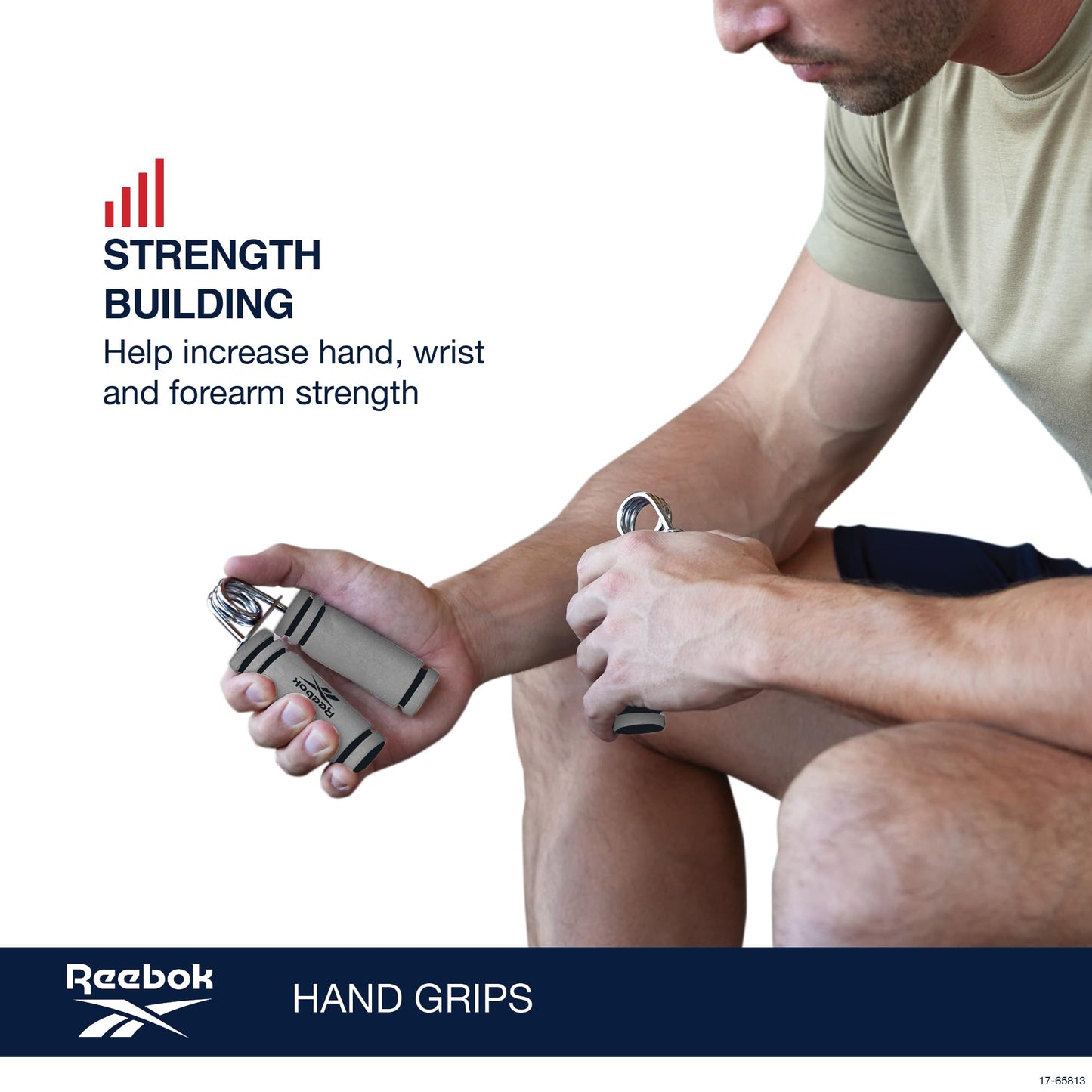 Reebok 2-Pack Hand Grips, Spring Coiled Wrist, Fingers & Forearm Strength Trainer with Soft Foam Handles, Improves Grip Strength, Resistance Hand Gripper for Manual Exercises & Rehab