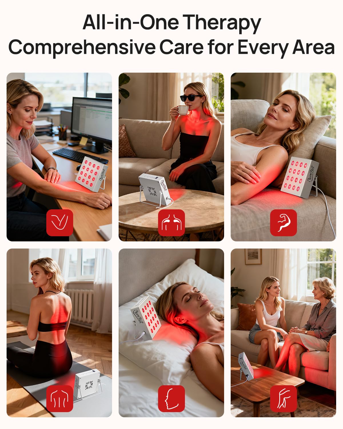 Red Light Therapy for Body Panel, FSA&HSA Eligible, 16‑LED 6 Wavelengths (630 nm, 660 nm, 810 nm, 830nm, 850 nm, 940 nm) Near‑Infrared Light Therapy Device, Ease Discomfort and Revitalize Skin(White)
