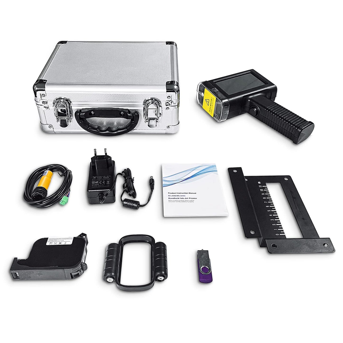 UPRINTJET Handheld Inkjet Printer BT-HH6105B2 with Photoelectric Sensor Inkjet Coder Quick-Drying Ink for Barcode QRcode Batch Number Logo Date Printing Machine Handheld Printer for Any Surface