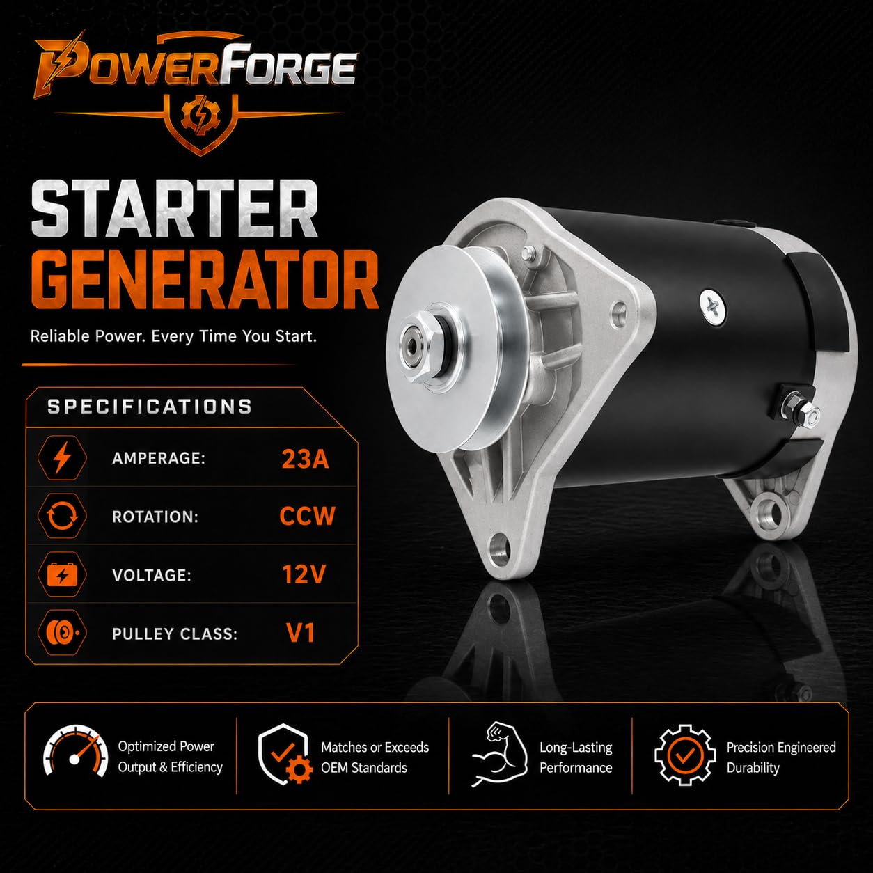 12V Starter Generator Compatible with EZ GO GXI875 GXT Medalist MG2 TXT 114014010 GSB107-10B GSB107-10C 25533-G01 26993-G01 27065-G01 15423N Warranty 1-Yr