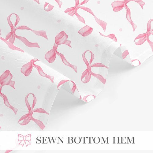 Litabel Cute Bow Shower Curtain, Pink Aesthetic Bowknot Shower Curtain for Bathroom, Modern Minimalist White Waterproof Fabric Shower Curtain Set, 72x72 Inch