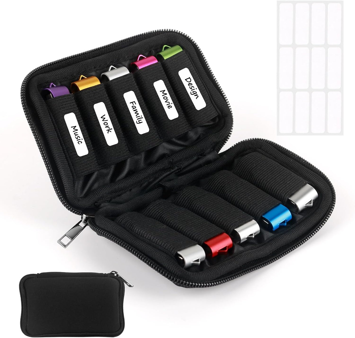 MECHEER 10 12 Flash Drive Case USB Storage Case Slots, Portable Thumb Drive USB Holder, Tech Organizer Travel