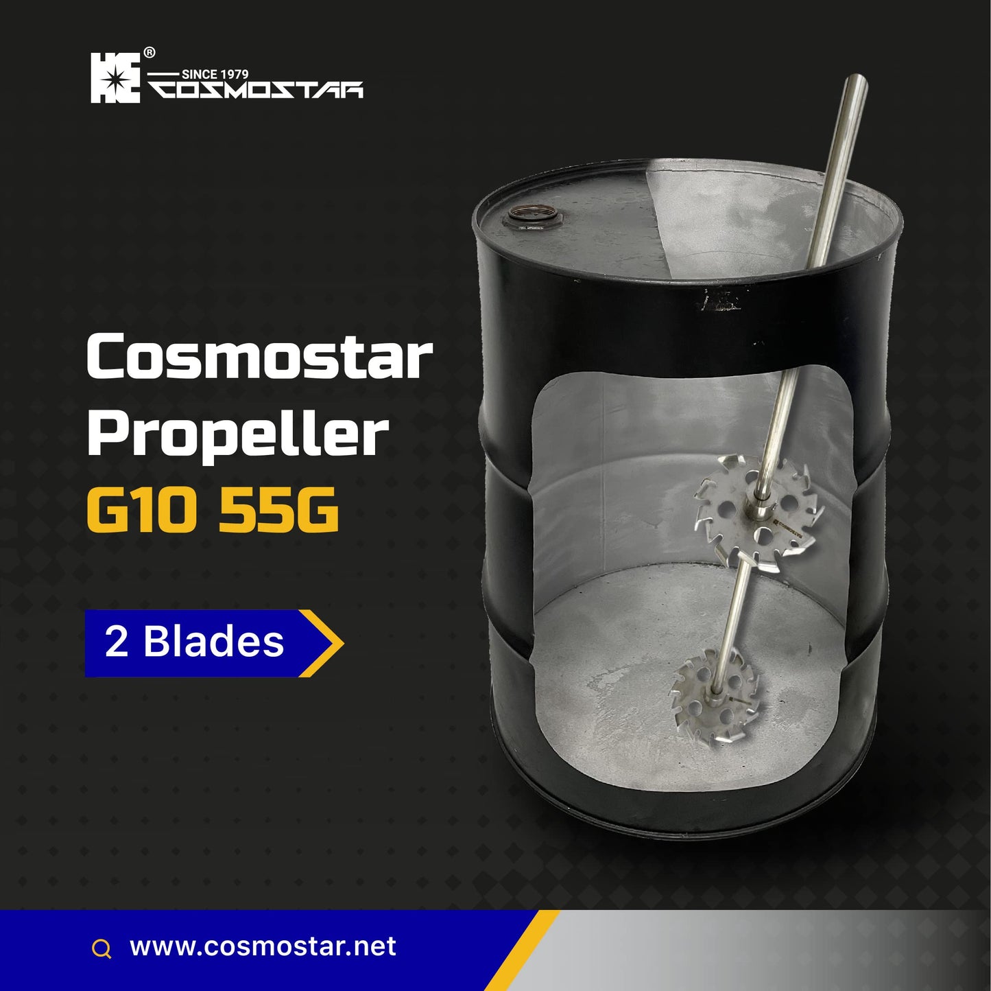 Cosmostar Stainless Steel Mixing 2 Gear Blades 55 Gallon Paint Mixer Stirring Propeller Tools for Paint Epoxy, Resin, Silicone Stirrer Paddle with OD: 0.47” Shaft Rod, Gear OD: 3.9" (2 Blades)