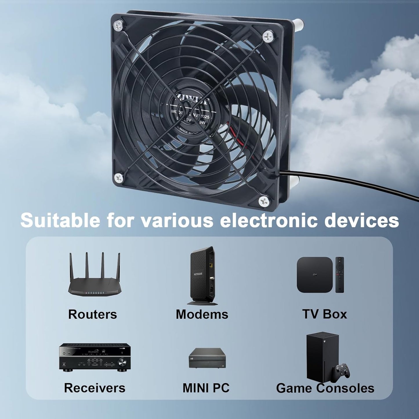 ZIWIJE 5V 120mm USB Computer Cooling Fan USB Power with Speed Controller USB Router Fan for Router TV Box Mini PC