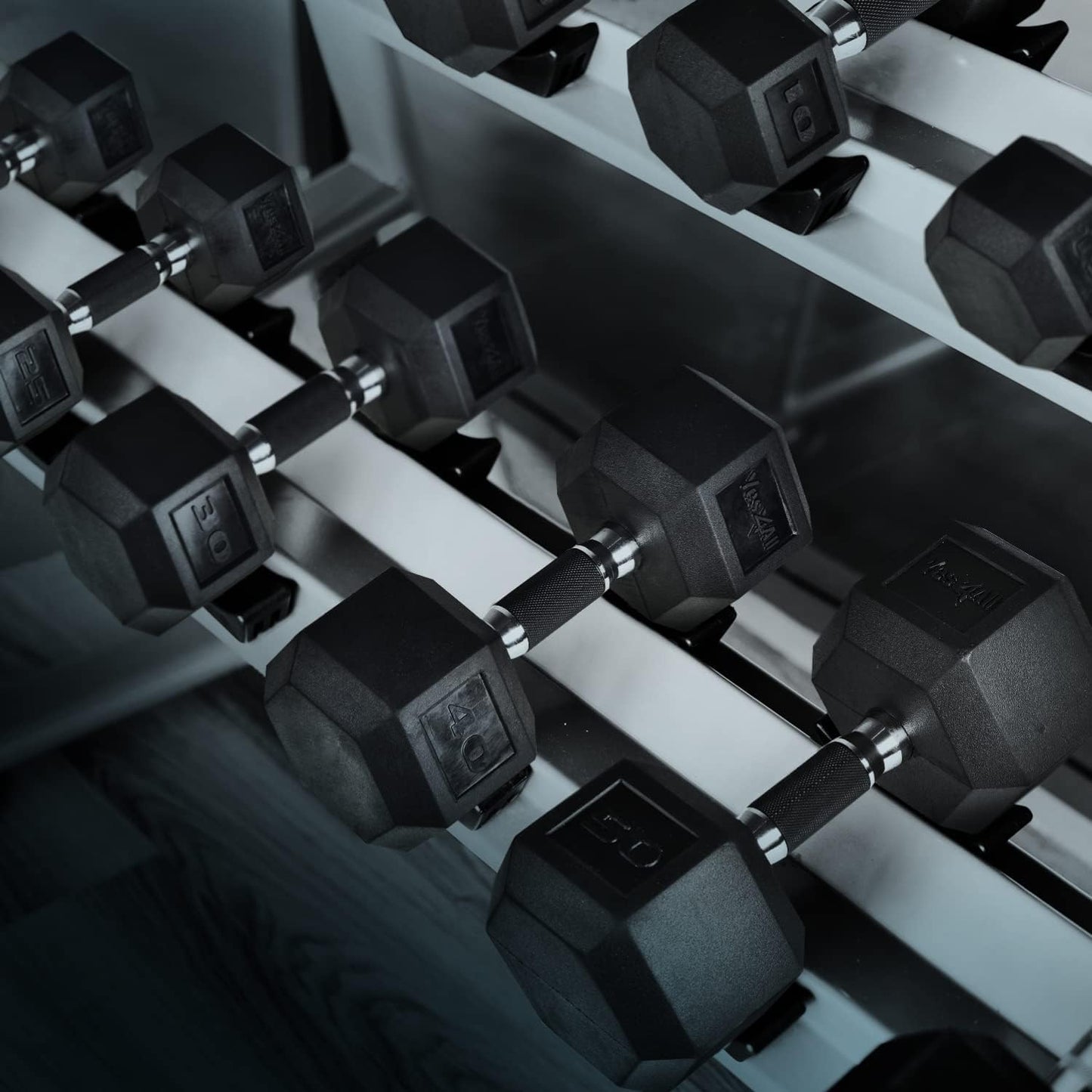 Yes4All 5 LBS Pair Rubber Encased Exercise & Fitness Hex Dumbbell Set, Hand Weight