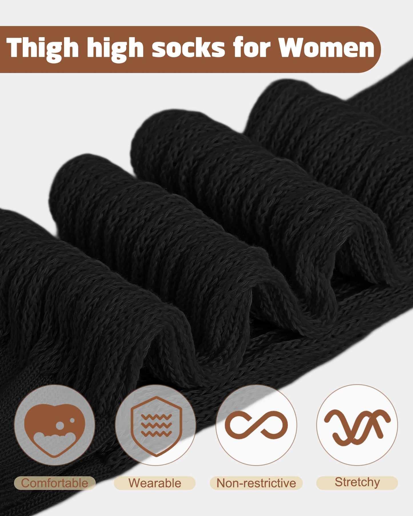 Ludaro 5 Pairs Slouchy Socks for Women, Soft Cotton Long Scrunch Tube Stockings for Women Girls, Casual Crew Boot Thigh High Thick Knit Slouch Socks for Winter