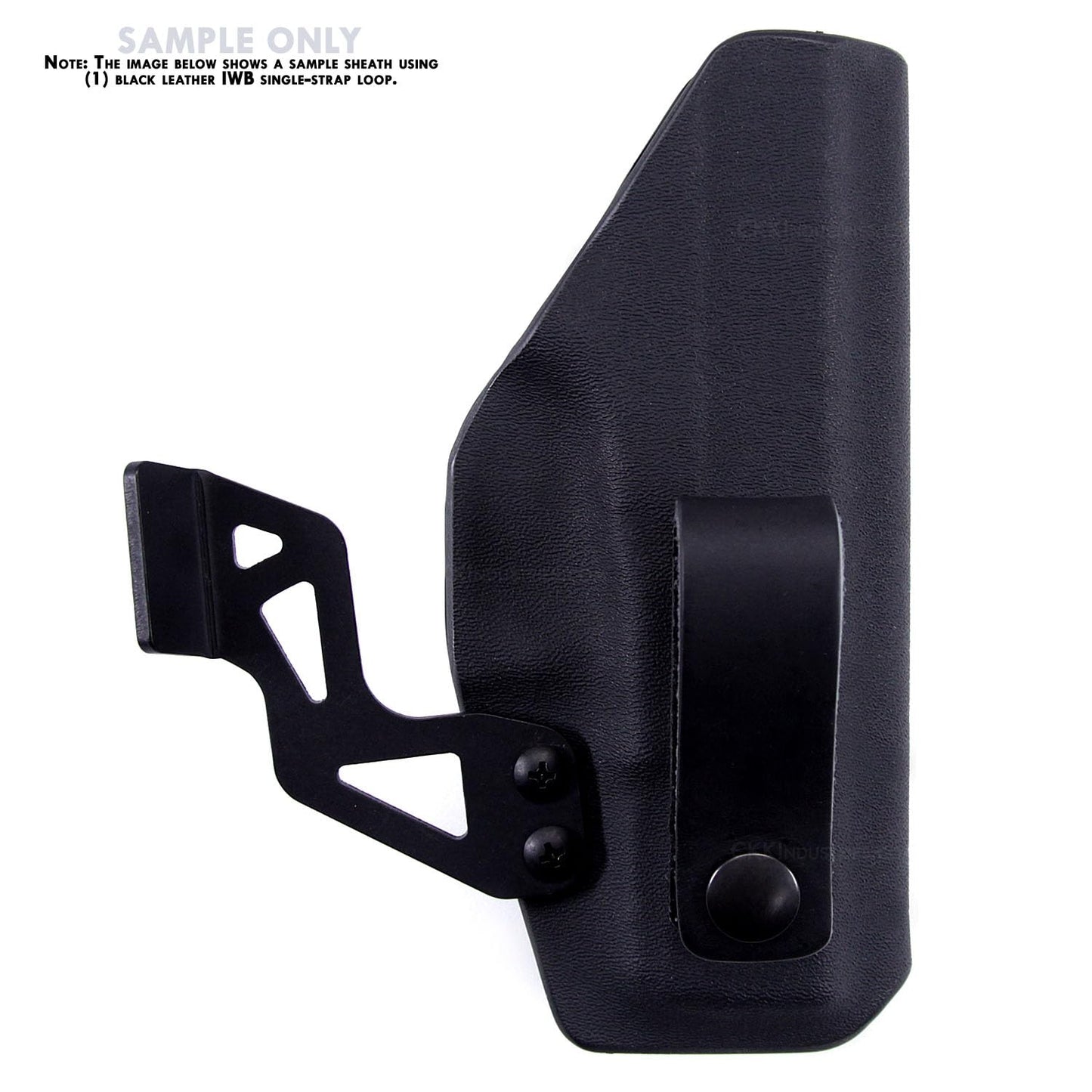 IWB Belt Loop - (8-9oz Leather) - Black w/Black Pull-The-Dot Snap & Mounting Hardware - 6.0 x 0.875 Inches - for IWB Holster Carry - (Fit 1.25-2.00 Inch Belts (Adjustable)