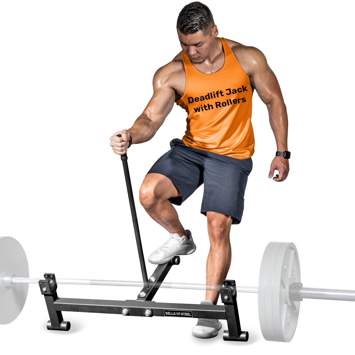 Bells of Steel Deadlift Jack 2.0 Premium Barbell Jack | Long Handle Deadlift Bar Jack | Bar Jack Durable Nylon Rollers for Easier Bar Centering | Protective UHMW Deadlift Stand, 800lb Capacity