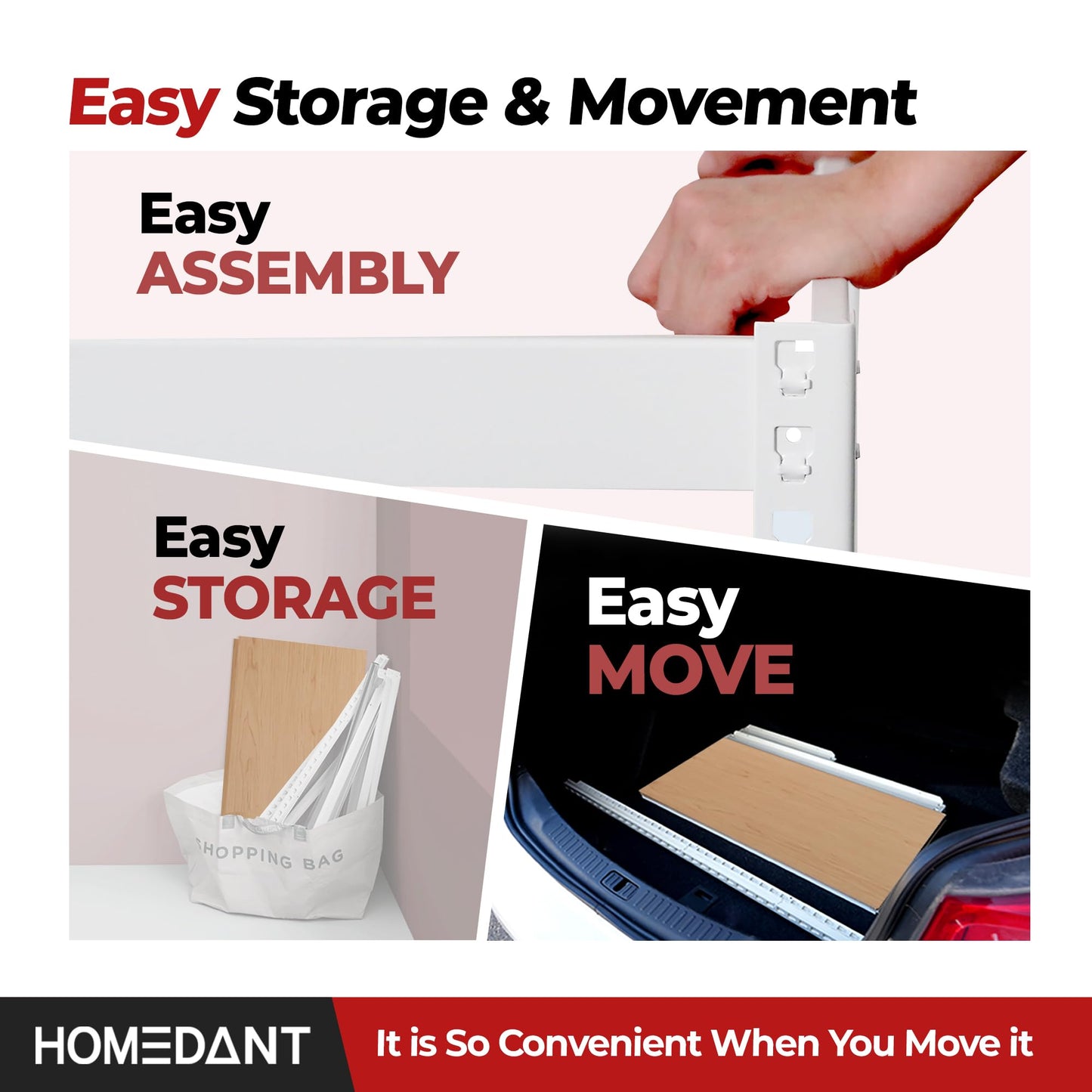 HOMEDANT 47.7" W 5 Tier Heavy Duty Garage Shelving Adjustable Metal Rack Storage Shelves Standing Shelf Unit Organizers Industrial Warehouse Basement White 1Pack