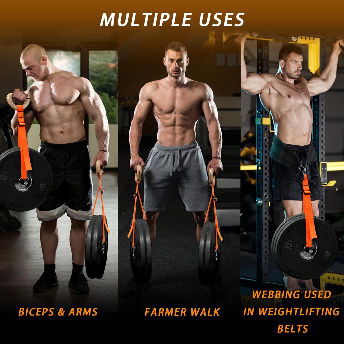J Bryant Farmer Walk Handles with Reinforced Wooden Grip & Adjustable Heavy-Duty Straps Strength Training Carry Handles for Weight Plates Grip, Core & Endurance Workout Equipment