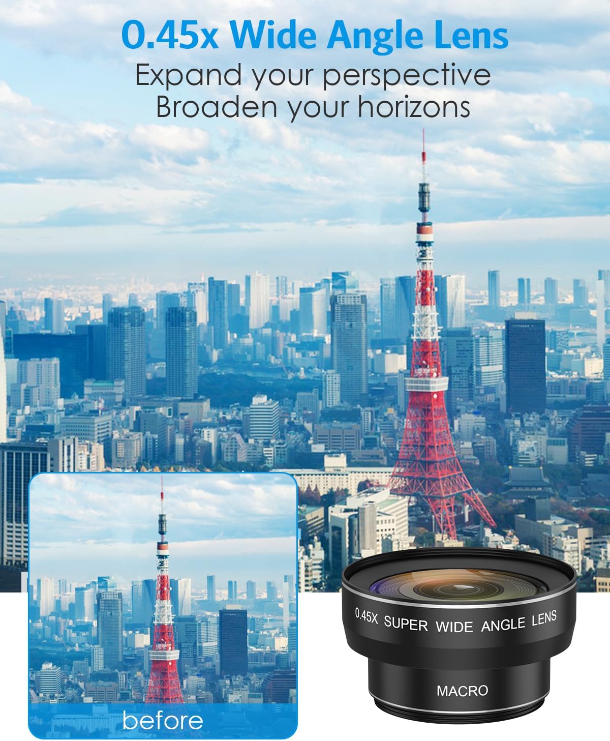 AMIR 2026 0.45X (140) 12.5X 2-in-1 15/14/13/12, Phone Camera Lens Kit, New Super Wide Angle Lens with Macro Lens