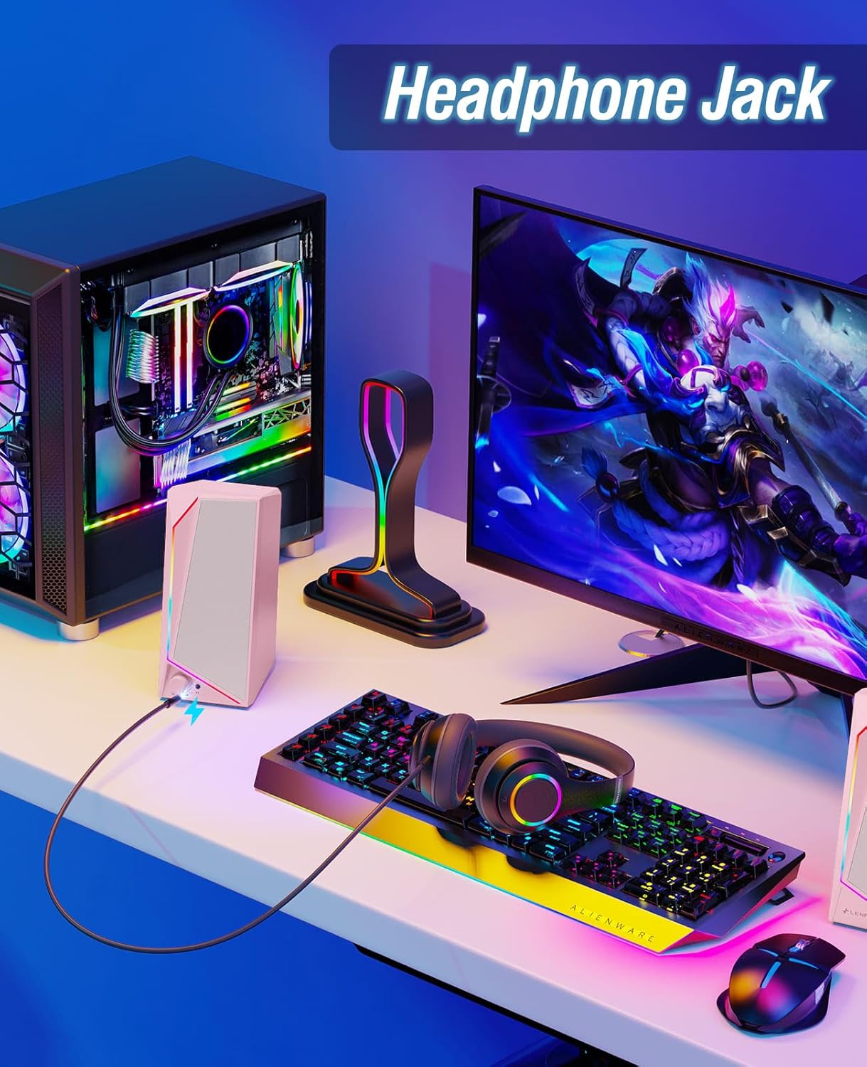 LENRUE Computer Speakers, USB/USB-C Powered PC Speakers with Loud Stereo Sound, Headphone-in for Desktop, Laptop