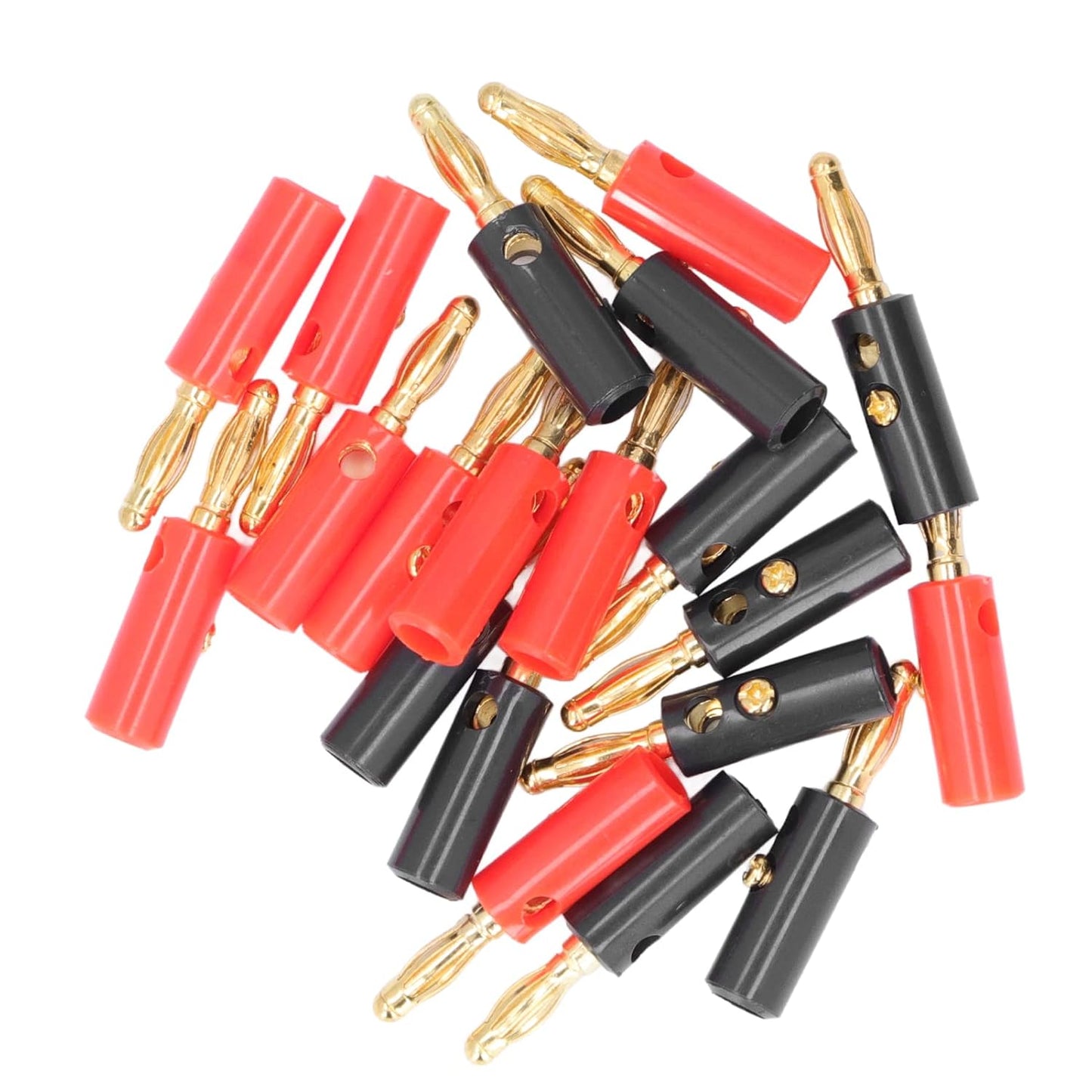 20pcs 4mm Keenso Banana Speaker Cable Plug, Gold Plated Open Screw Type Banana Connector for Audio Video Receivers