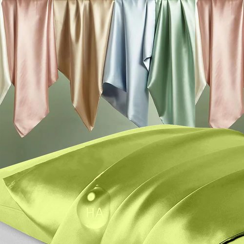 Mulberry Silk Pillowcase Set by Skiennix - Anti-Acne Queen Size 2-Pack in Olive Green