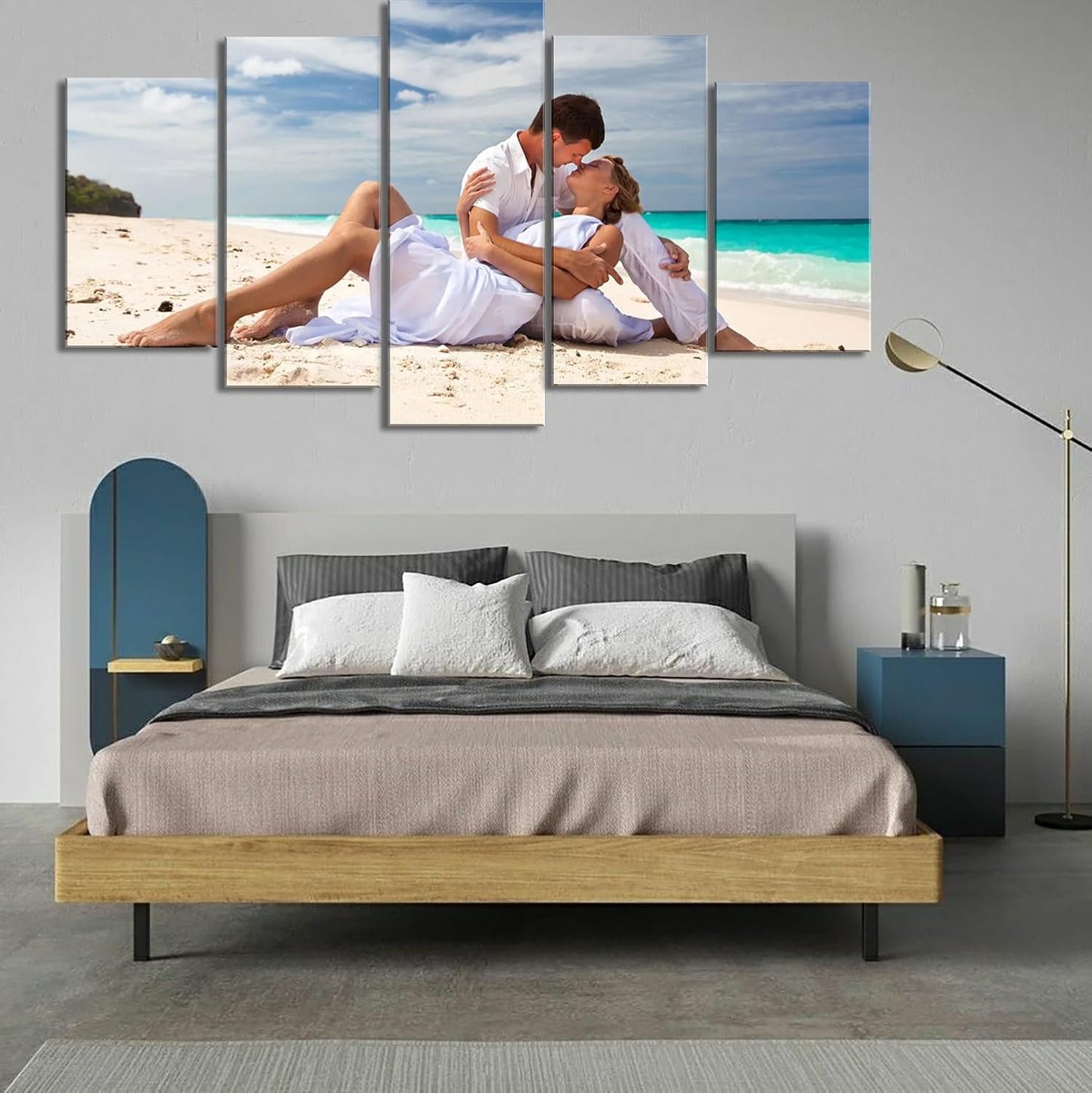 ZHIYYHAO Customized Canvas Prints - Personalized Family Portraits & Pet Photos | Framed Wall Art (5 Panels, Various Sizes)
