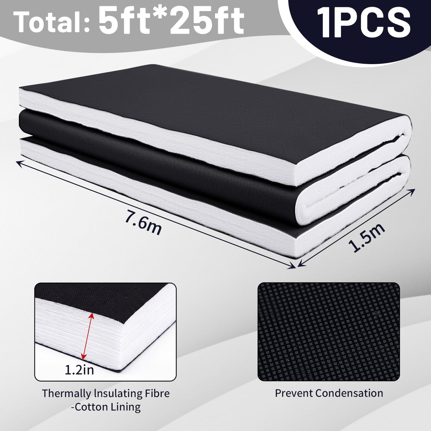 Maasechs 5 x 25ft Van Insulation, Soundproof Thermal Barrier for Camper Van Conversions for Various Sizes of Rvs and Trucks