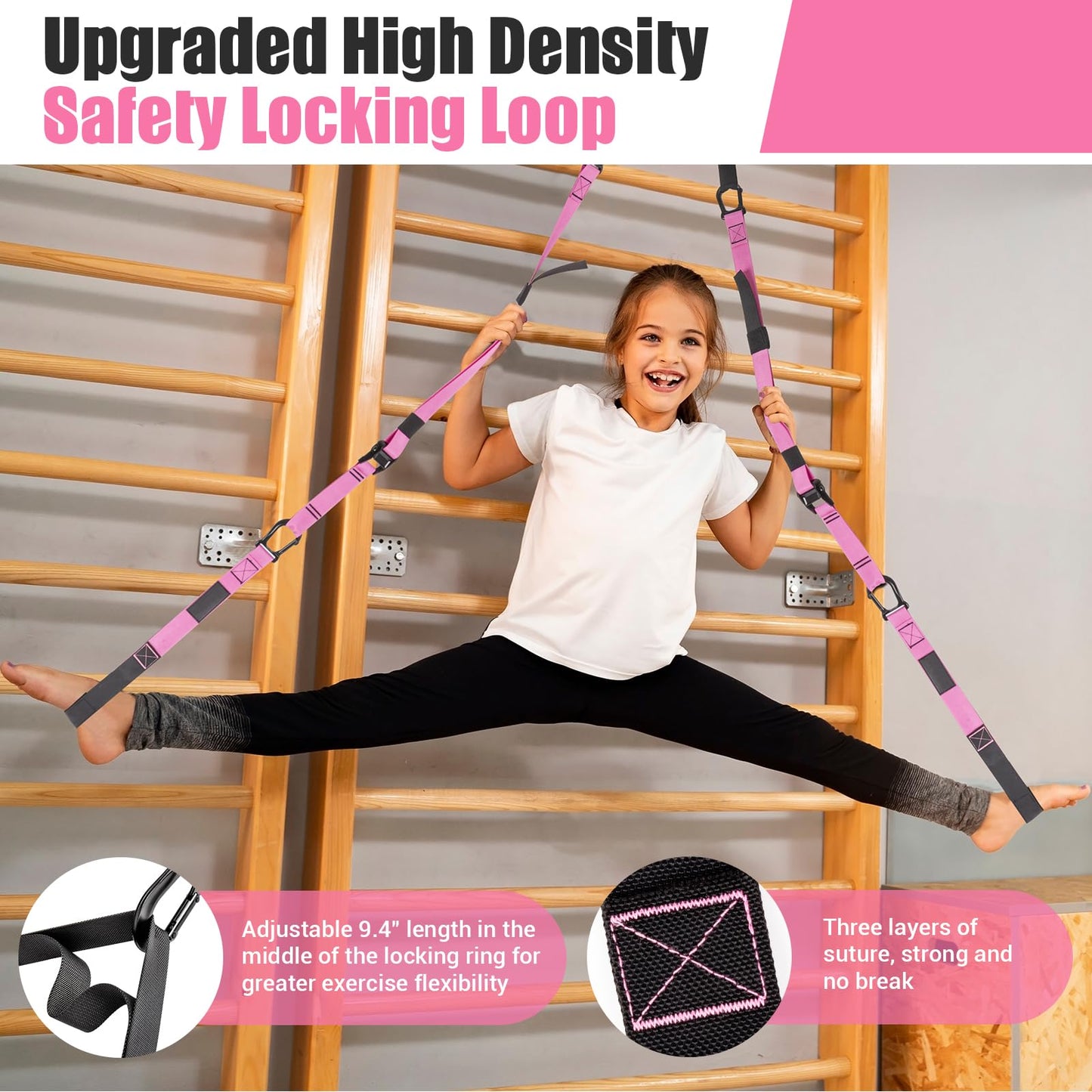 Home Resistance Training Kit, Resistance Trainer Exercise Straps with Handles, Door Anchor and Carrying Bag for Home Gym, Bodyweight Resistance Workout Straps for Indoor & Outdoor (Pink)