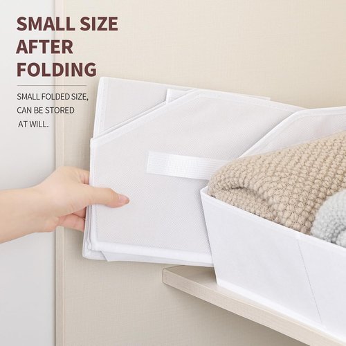 Homsorout Storage Bins - Small Trapezoid Closet Organizer Baskets with Handles | 4-Pack, White