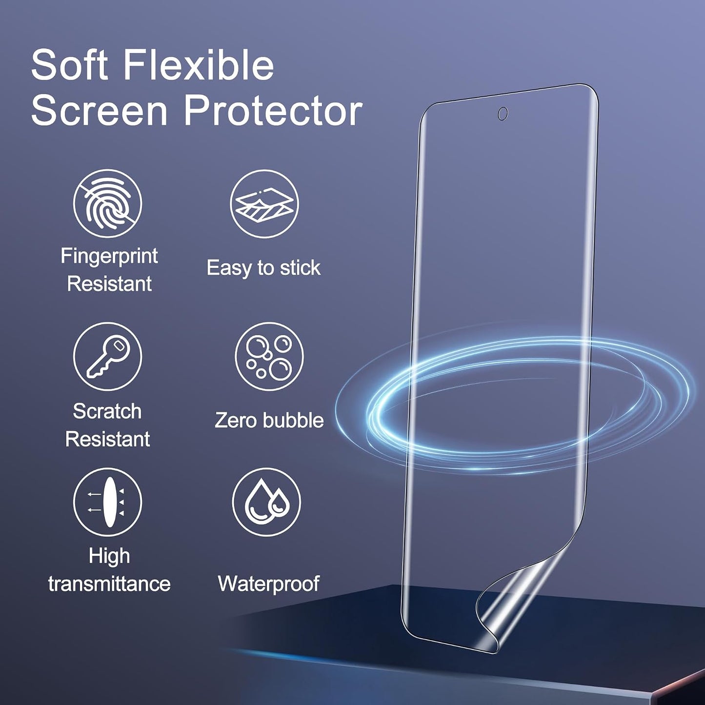3 Pack 13, Screen Protectors for OnePlus Flexible Film, Ultrasonic Fingerprint Compatible, Full Coverage, No Edge