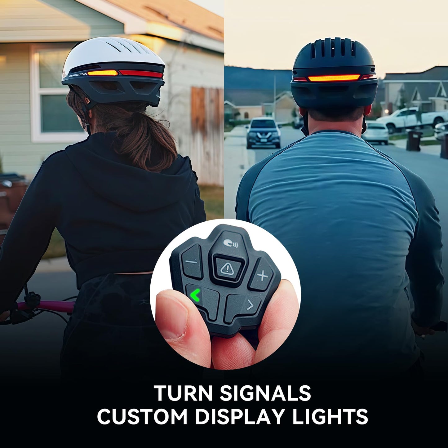 ASIEVIE Bike Helmet, Auto Brake Blinker, Customizable Front and Back LED Lights with Turn Signals, Road Bicycle Helmets for Adults: Men, Women (White,S/M)