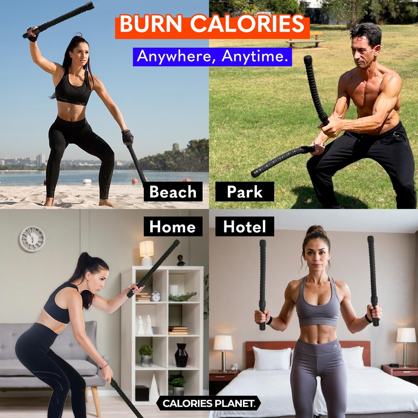 Calories Planet X1 Weighted Ropeless Battle Rope for Home Gym, Workout Exercise Rope for Strength Building, HIIT and Low-Impact Aerobic Training for Men & Women