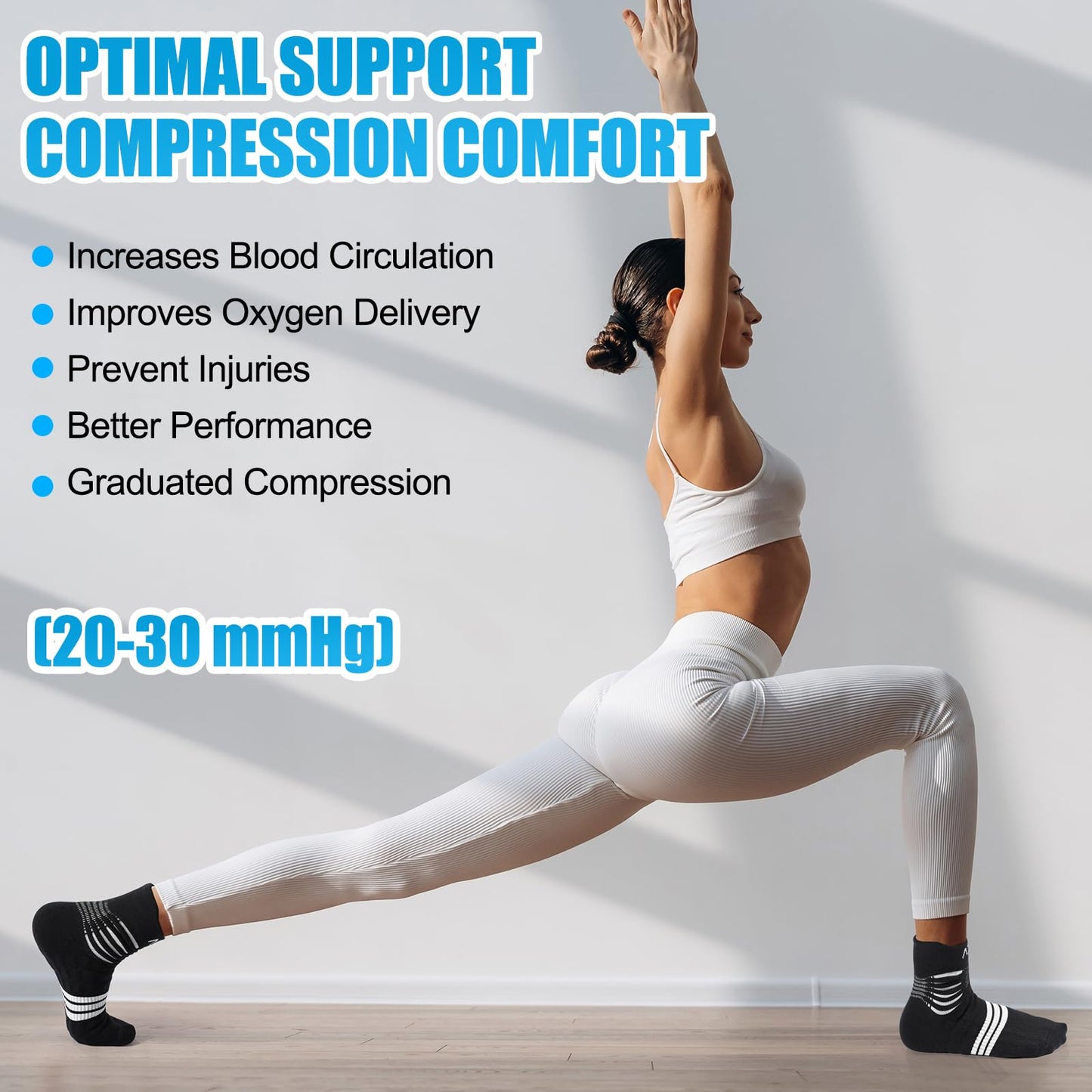 NEENCA Professional Compression Socks, Medical Ankle Socks with Patented Massage Dots for Pain Relief, Plantar Fasciitis, Women/Men Circulation, Swelling, Travel, Sports Protection. 1 Pair, 20-30 mmHg