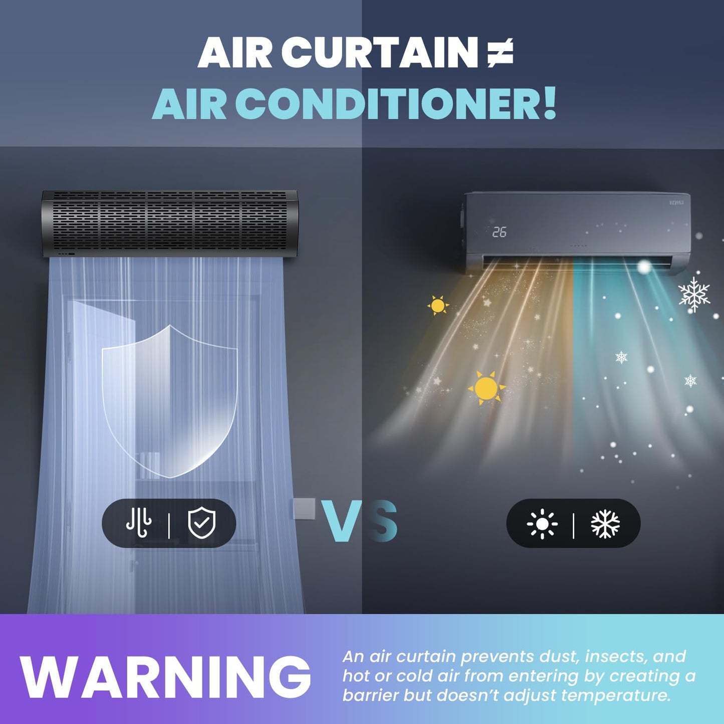 Crispaire 36" Black Air Curtain with Magnetic Door Switch 1527 CFM/2559 FPM Two-Speed Adjustable 180W Powerful Commercial Indoor Air Door Easy Installation Industrial Fan (Not an air conditioner)