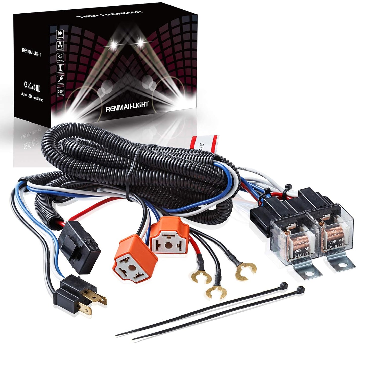 H4 1set 2 H6054 6024 9003 5x7 7x6 95-97 88-95 Relay Harness Headlight Led Headlight Relay Wiring Harness Kit for Toyota