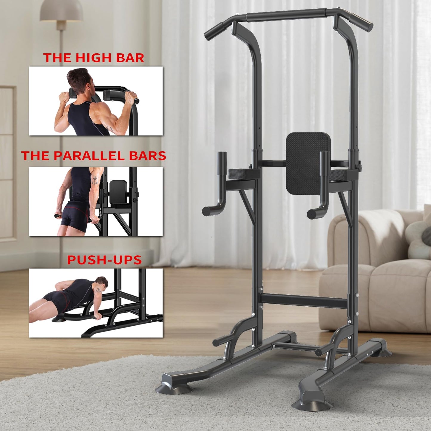 K KiNGKANG Adjustable Power Tower for Home Gym - Multifunctional Pull-Up & Dip Station for Strength Training