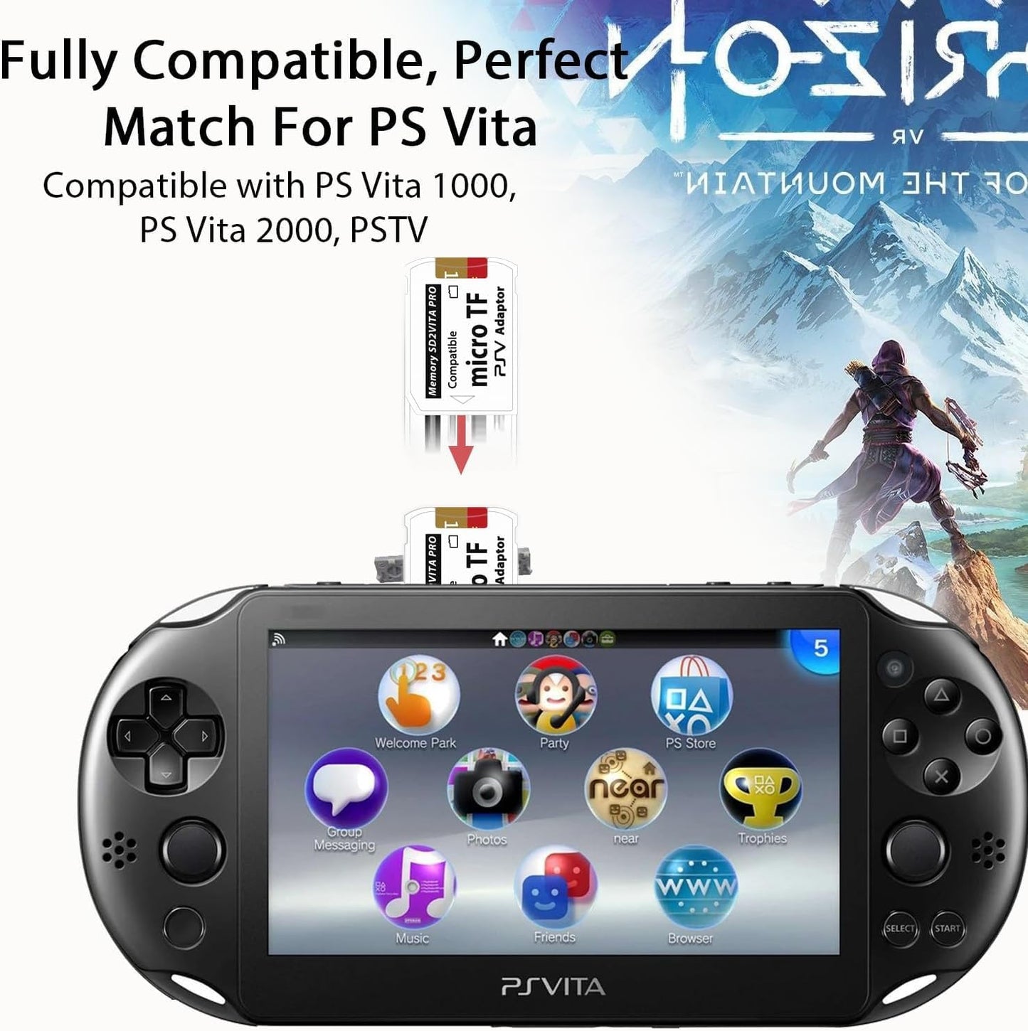 Sunloy SD2Vita 6.0 128GB 1000/2000 3.60 PS Vita Memory Card Adapter with Micro SD Card, High Speed microSDXC UHS-I