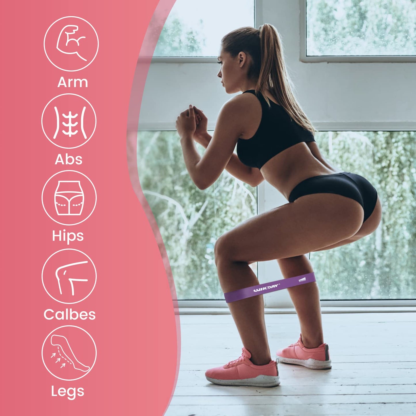 WIKDAY Resistance Bands for Working Out Exercise Loop Bands Workout Bands Set for Men Women Body Stretching, Training, Home Workout, Physical Therapy, Booty Legs, Set of 5 (Pink Purple)