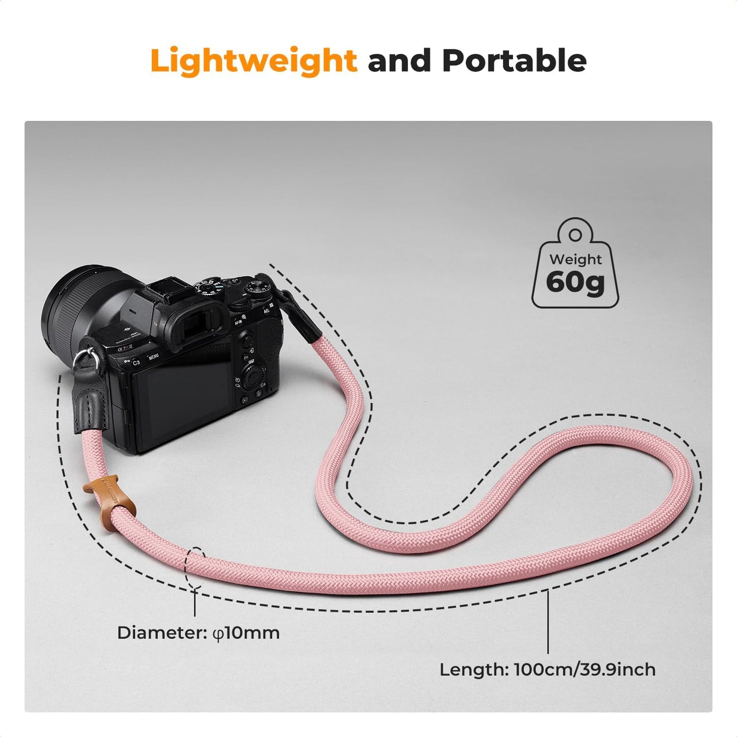 Strap,100cm K&F CONCEPT Camera Neck Nylon Rope Camera Shoulder Strap with O-ring for DSLR Camera