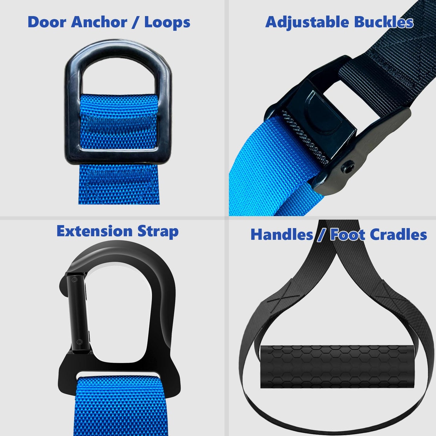 CoreKit Bodyweight Straps for Home Workouts, Full-Body Resistance Training Kit for Strength, Powerlifting, and Core Exercise (Blue)