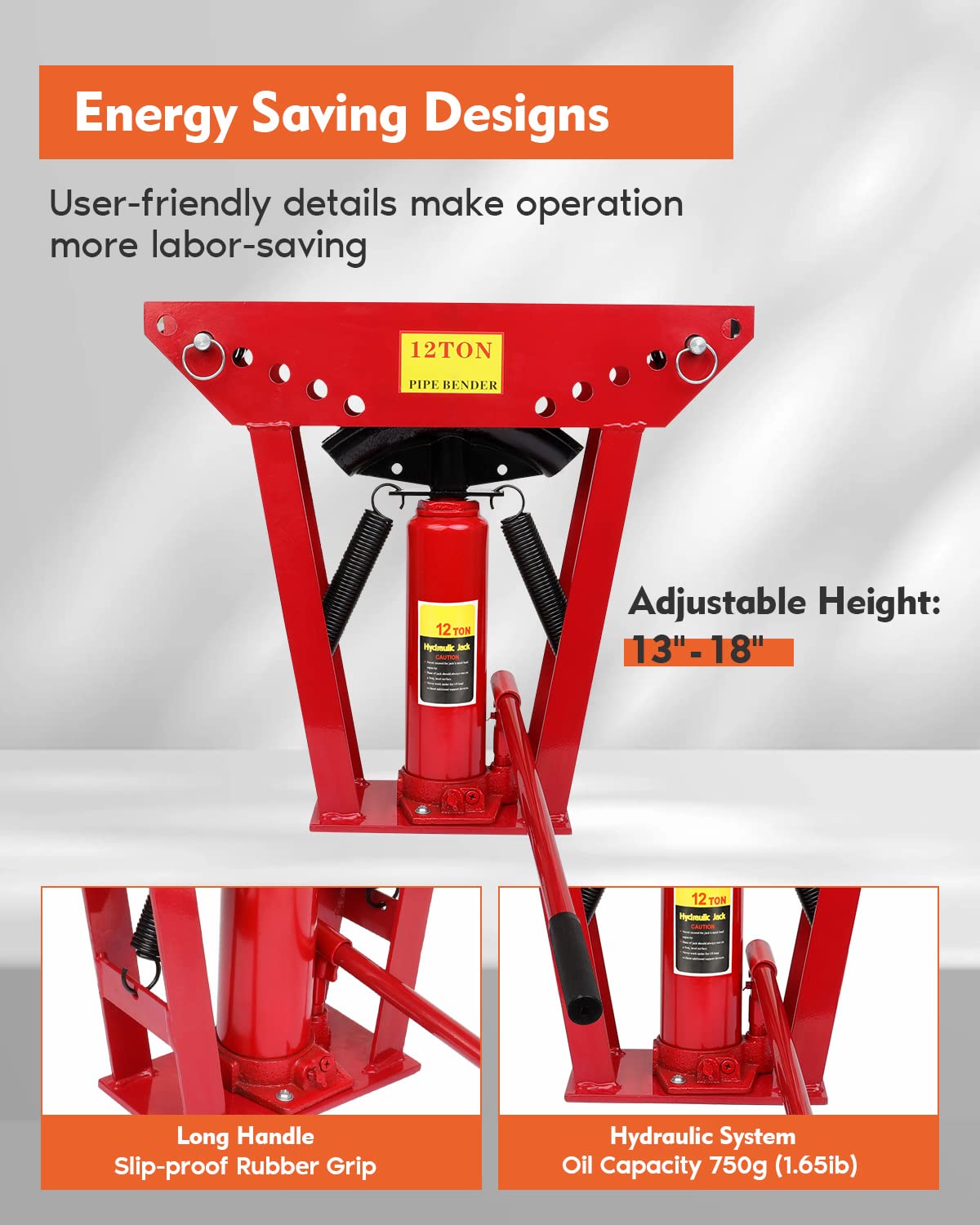 FAHKNS Hydraulic Pipe Bender 12 Ton Manual Copper Exhaust Bender Tool with 6 Dies (1/2,3/4,1,1-1/4,1-1/2,2") 90-180 Degree Adjustable Rollers Bending Steel Iron Metal Ratcheting Tube
