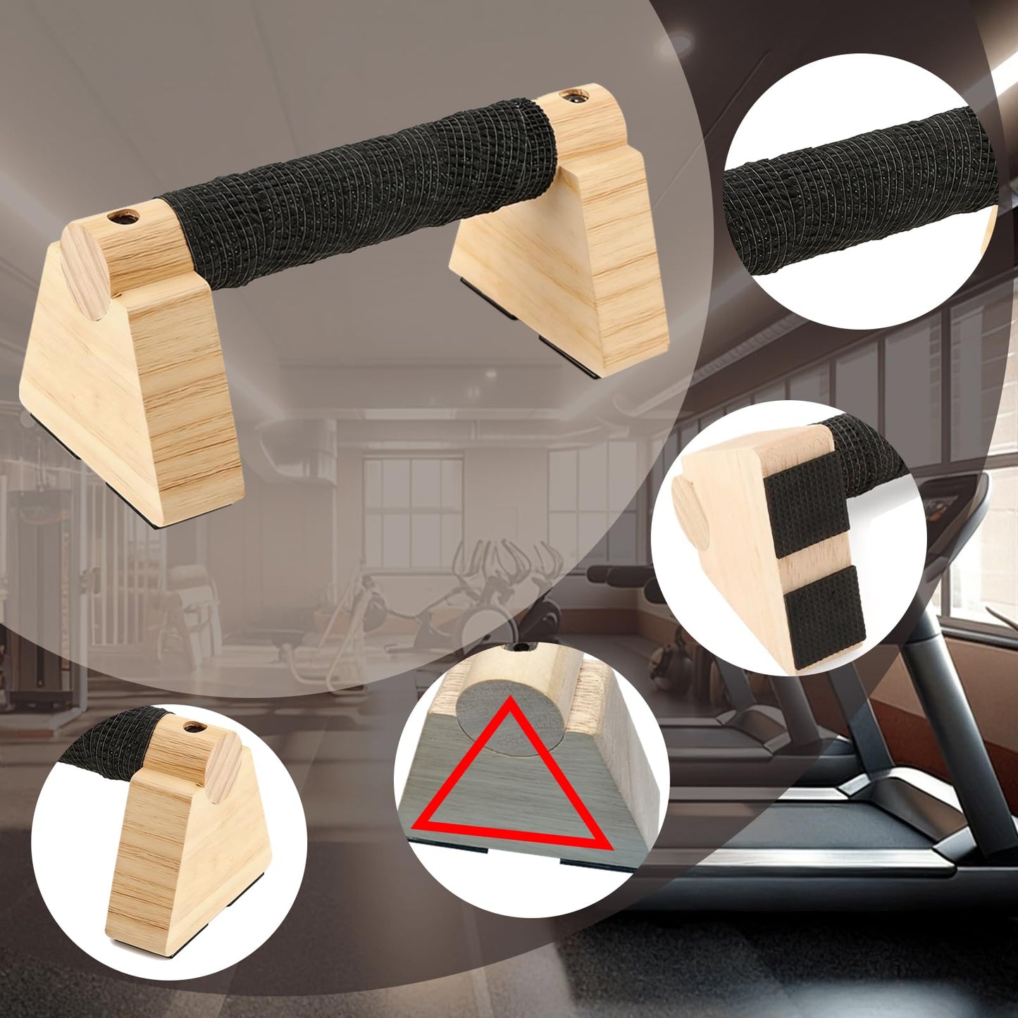 Wooden Parallettes Bars -7.87 Inches Professional Solid Wood Push Up Stands for Calisthenics, Handstand & Planche Training at Home Gym, Non-Slip Grips for Wrist Comfort Pushup Handle for Strength Training (7.87")