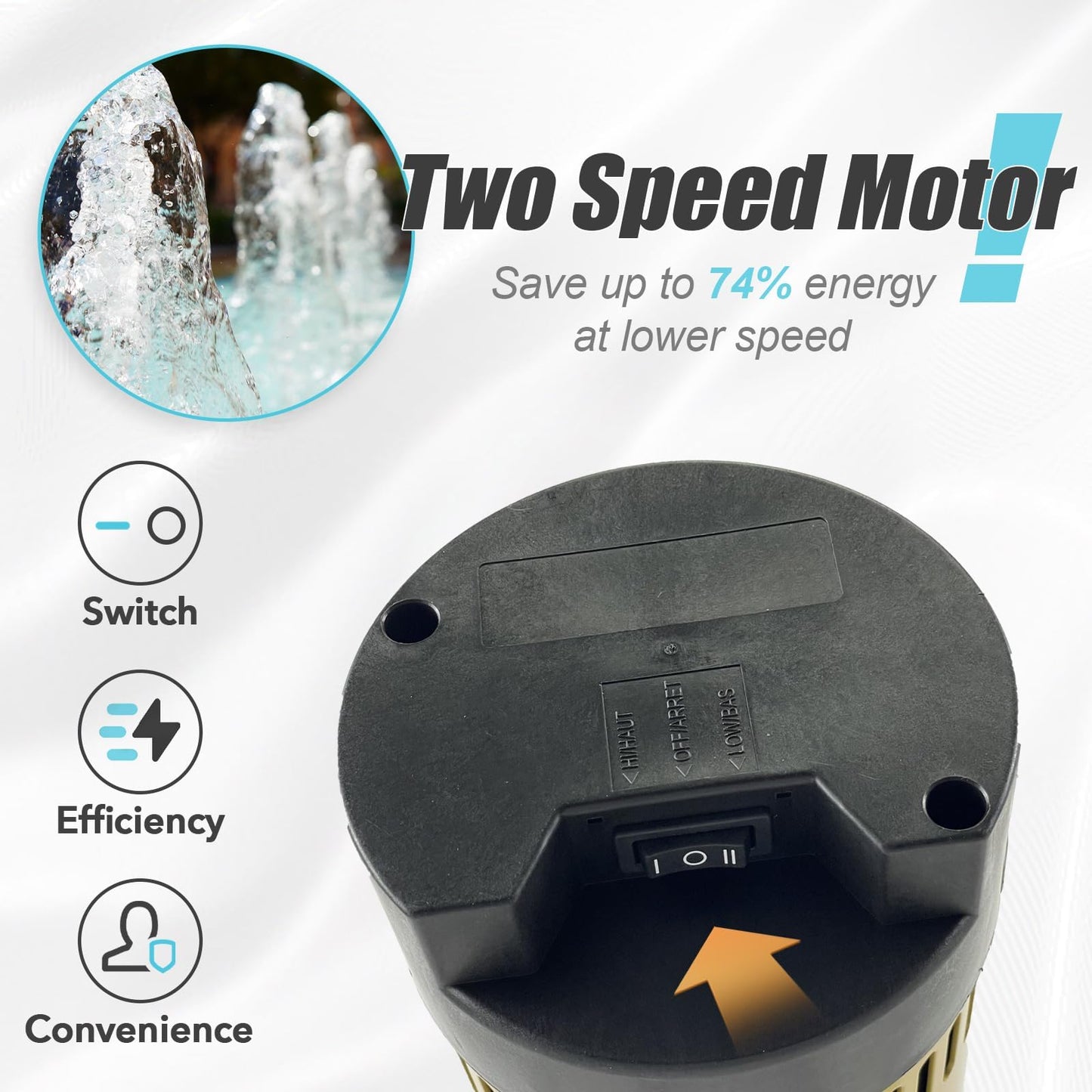 2.0HP 230v Energy Saving Two Speed In/Above Ground Pool Pump, 6840GPH Self-priming Swimming Pool Water Circulation Pumps with 1.25" & 1.5" & 2.0" NPT Unions