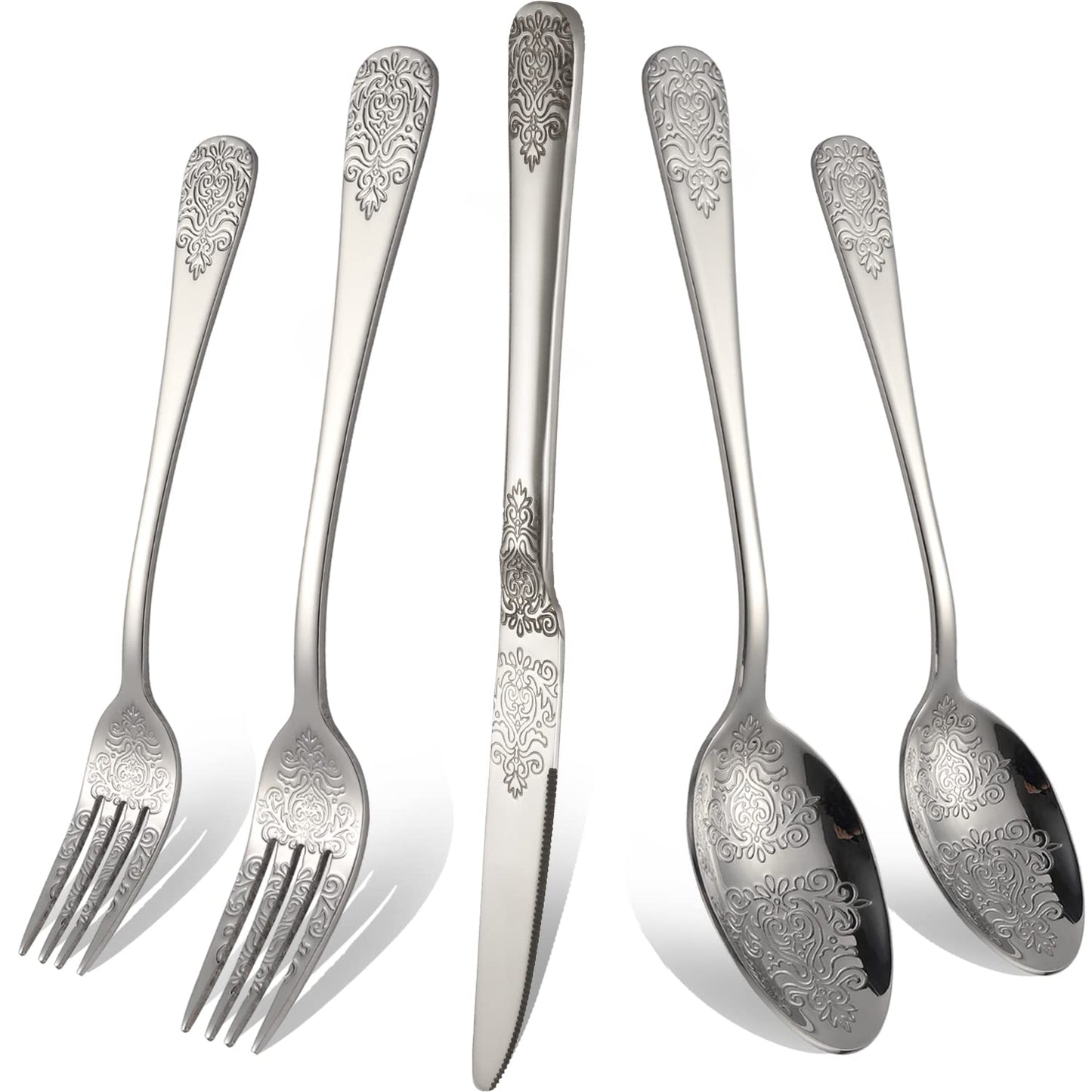 Silverware Set 40 Pieces Stainless Steel Flatware Cutlery Set Service for 8 Kitchen Utensil Tableware Sets Include Knives Forks Spoons for Kitchen Home Restaurant