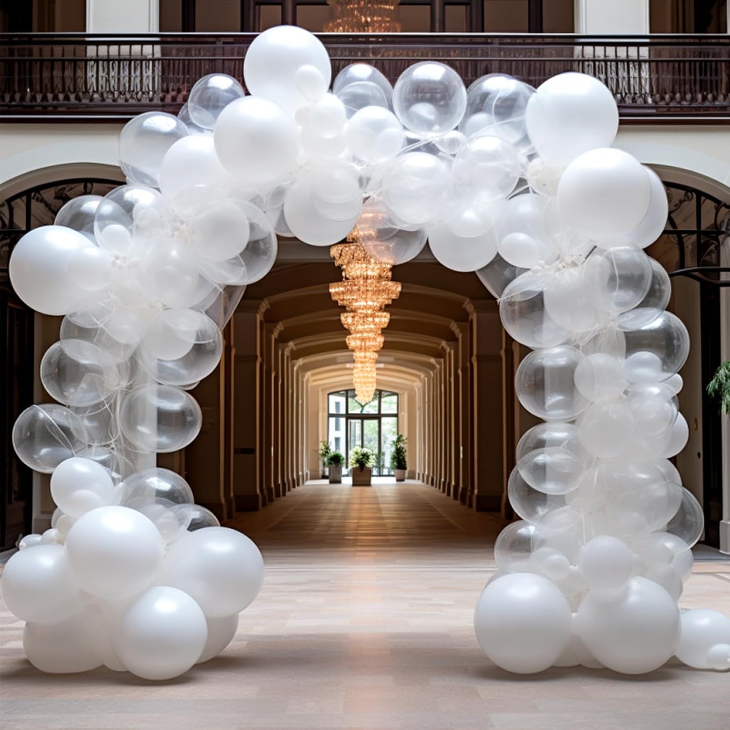 RUBFAC Clear Balloons - 129-Piece Set in Various Sizes for Birthday & Wedding Decorations | Transparent