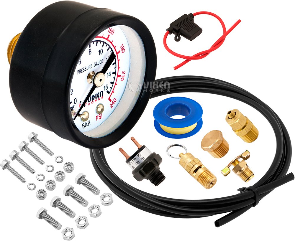 Vixen Horns 1.5 Gallon (5.6 Liter) Train/Air Horn Tank with 200 PSI Compressor Onboard System/Kit 12V VXO8315B