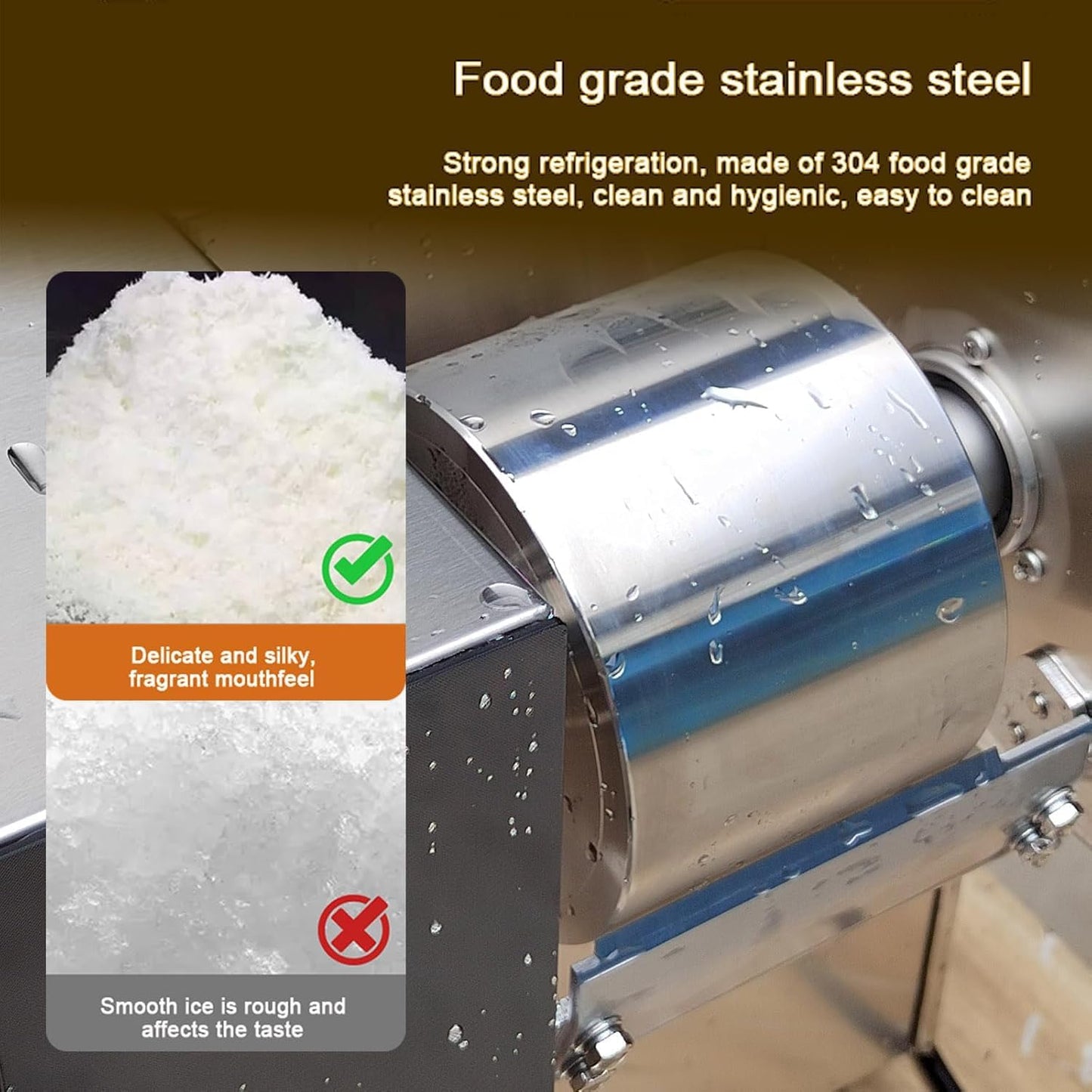 Kolice Commercial Shaved Ice Machine - 264 lbs/Day Snow Cone Maker with 4 Flavor Buckets, Automatic Ice Shaver for Restaurant Food Van Dessert Shop, Stainless Steel 750W
