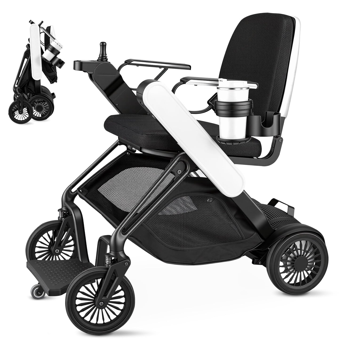 Auto Folding Electric Wheelchair, Phone Remote Control, 35LBS Ultra-Lightweight, Touch-Activated Bright Front Light, Powered Mobility Chair for Adults Seniors with Ergonomic Memory Foam Cushion