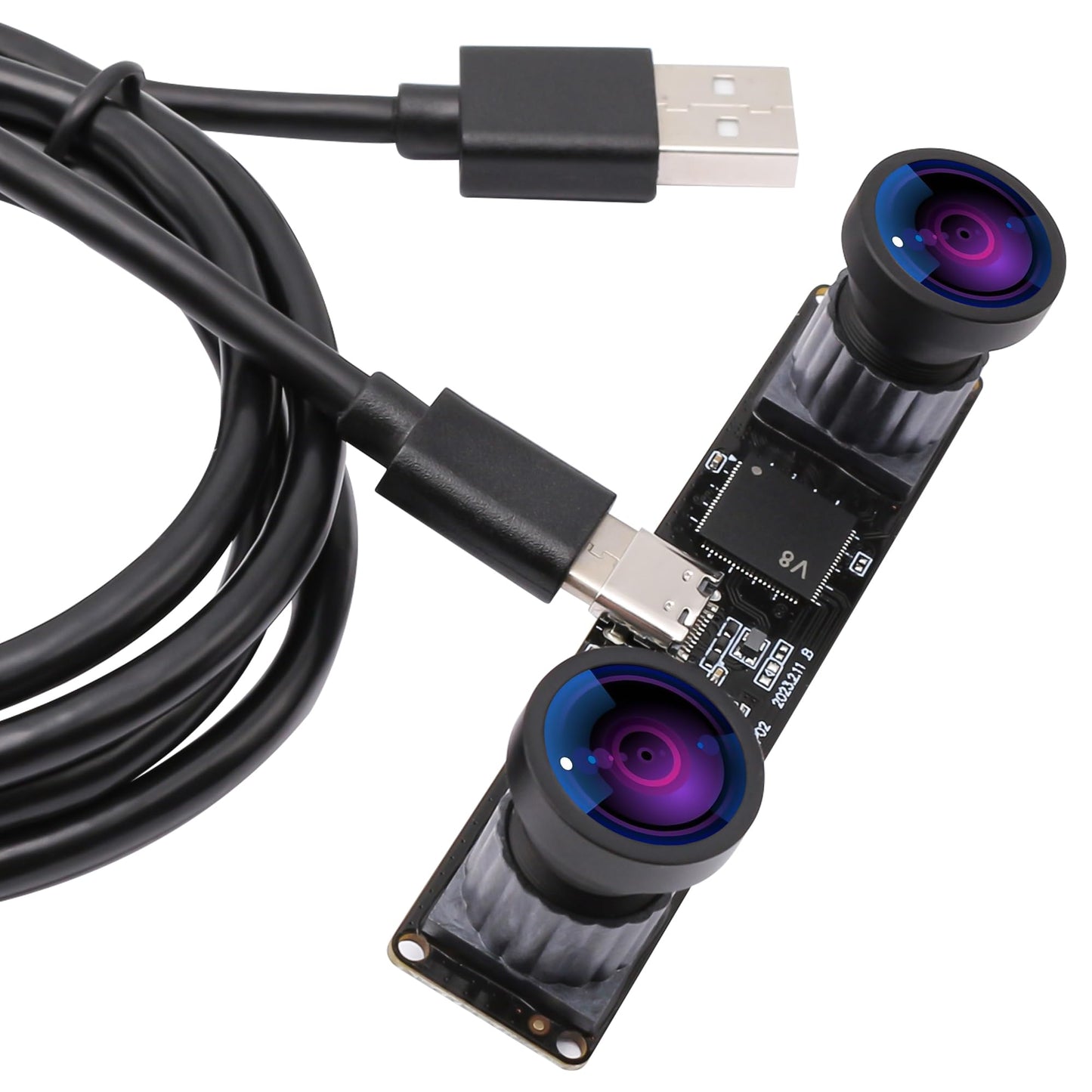 ELP 4MP Dual Lens USB Camera - Wide Angle, 1080P 60fps, Lightburn, Mini UVC USB2.0 Laser Engraver Camera Module for Computer & Raspberry Pi