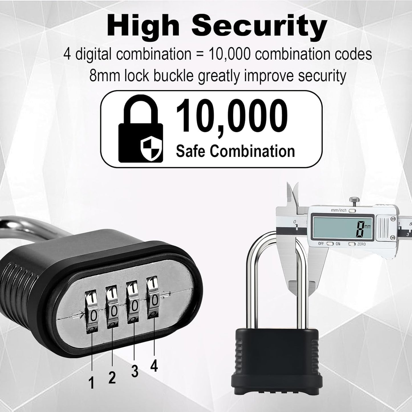 4 Digit Heavy Duty Combination Lock - 105mm Long Shackle Weatherproof Combination Padlock, Outdoor Combo Lock for Storage Units, Gym Lockers, Fence Gates & Shed Doors - Black (2pcs, Long Shackle)
