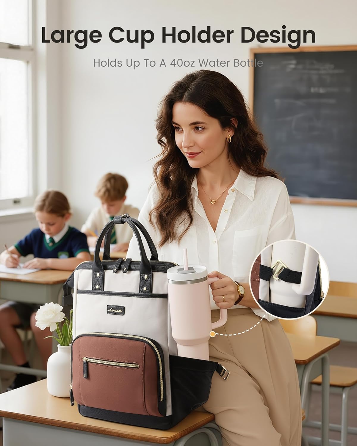 Backpack Holder,15.6 inch Backpack Backpack LOVEVOOK Laptop for Women with Giant Tumbler Professional Nurse Teacher